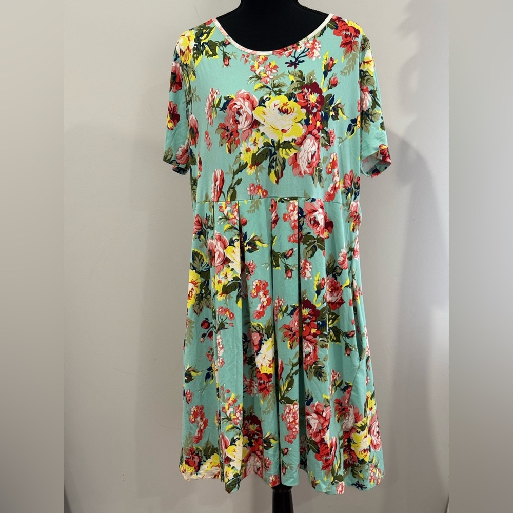 New Folunsi 3X Floral Print Women's Dress Knee Length with Pockets 856